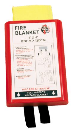 Fire blanket 1,20 x 1,20m in Hard PVC box
