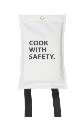 Fire Blanket, White with Design, 1x1 m in Soft PVC Case - Image 2