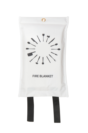 Fire Blanket, White with Design, 1x1 m in Soft PVC Case