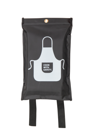 Fire Blanket, Black with Design, 1x1 m in Soft PVC Case