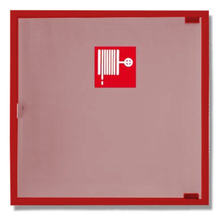 Fire hose cabinet 52/52/15cm, surface mounting, glass door, red