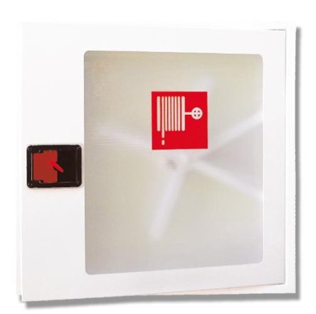 Fire hose cabinet 52/52/15cm, surface mounting, partly glass door, white